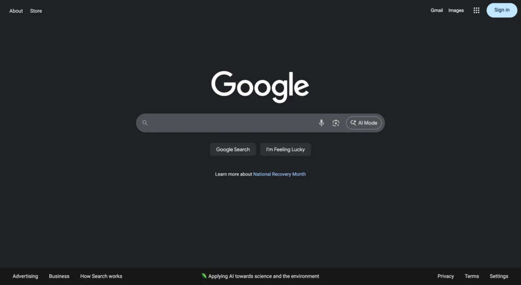 Google Search homepage