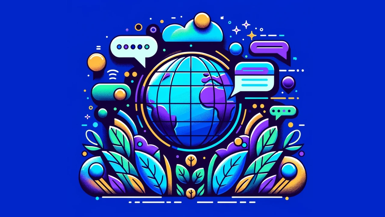 hreflang tag cover - globe with chat bubbles and plants