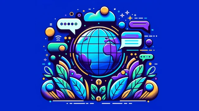 hreflang tag cover - globe with chat bubbles and plants