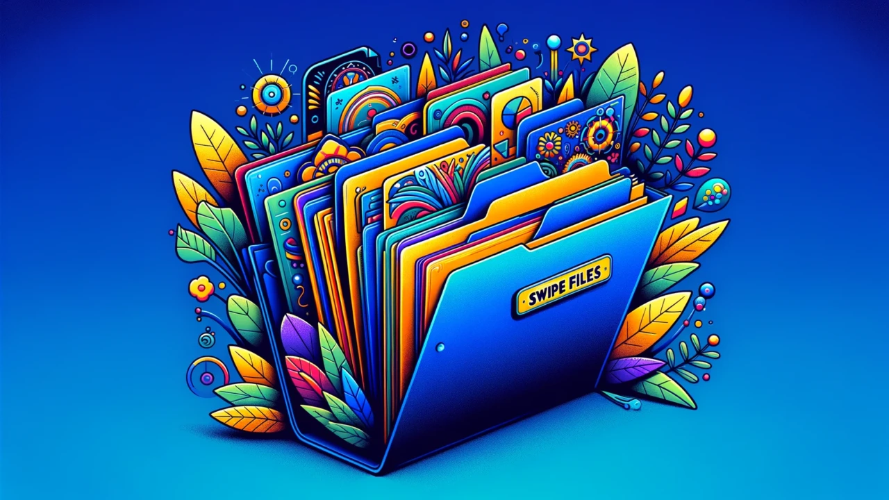 swipe file featured image - collection of inspiring files in a folder
