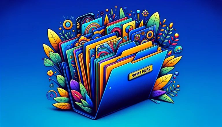swipe file featured image - collection of inspiring files in a folder