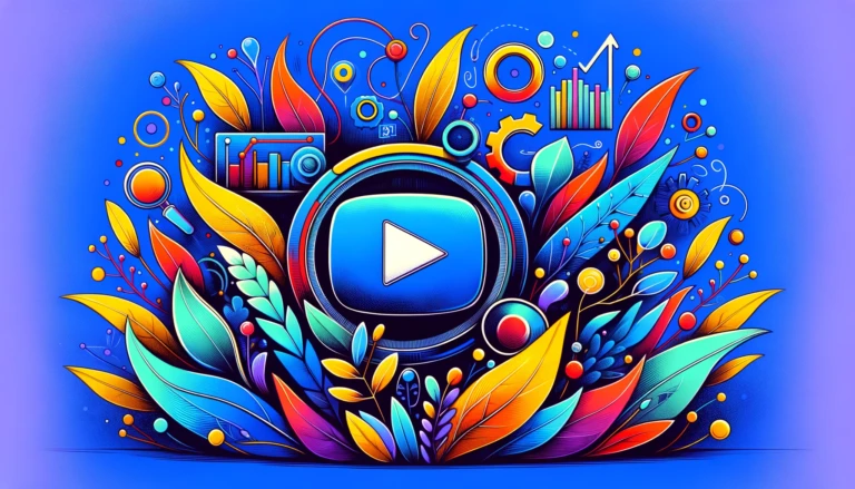 youtube seo guide cover - play button and plants