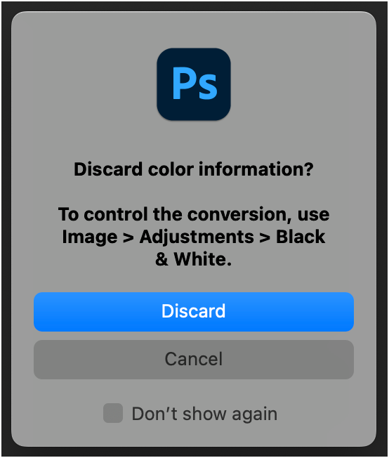 photoshop discard color information