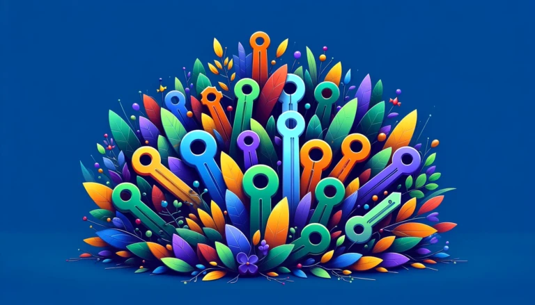 long tail keywords - a bunch of keys and leaves