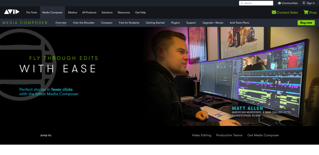 Avid Media Composer homepage