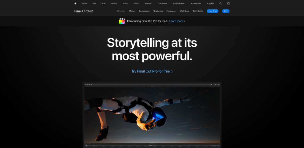 Final Cut Pro homepage