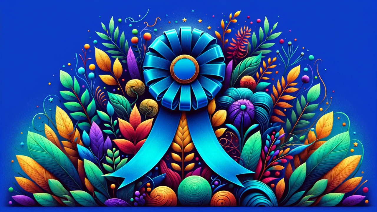 quality score - blue ribbon and plants