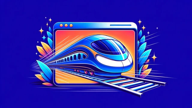 site speed featured image - train on rails in a browser window