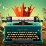 topical authority featured image - typewriter with a crown
