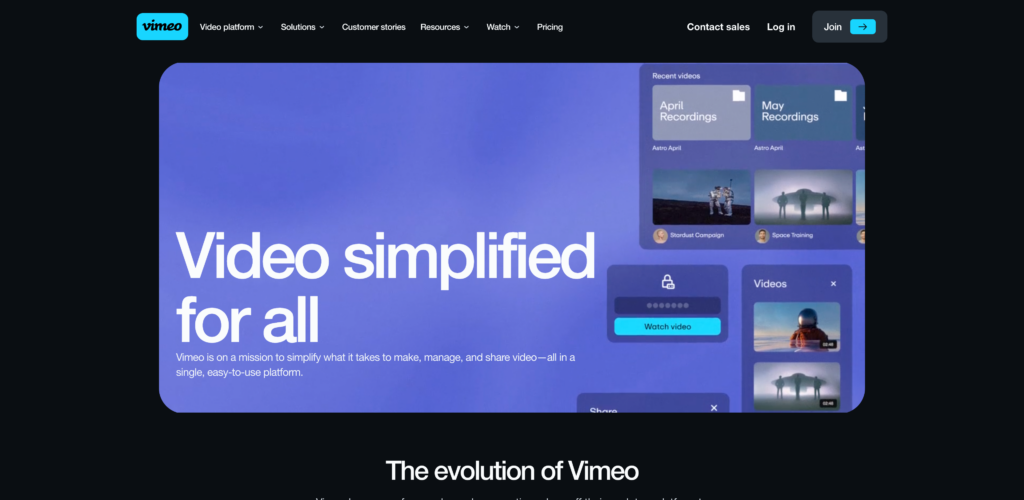 Vimeo homepage