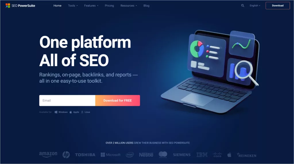 SEO PowerSuite homepage