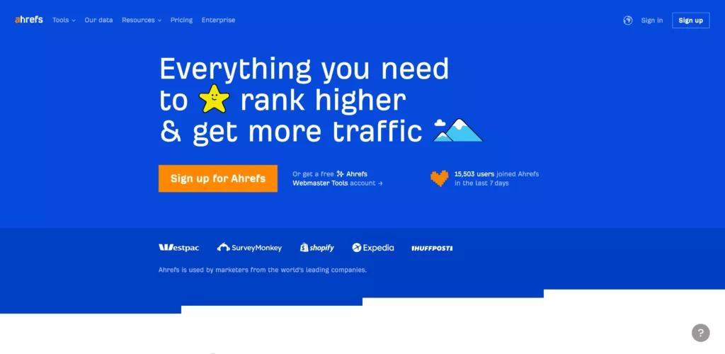 Ahrefs homepage