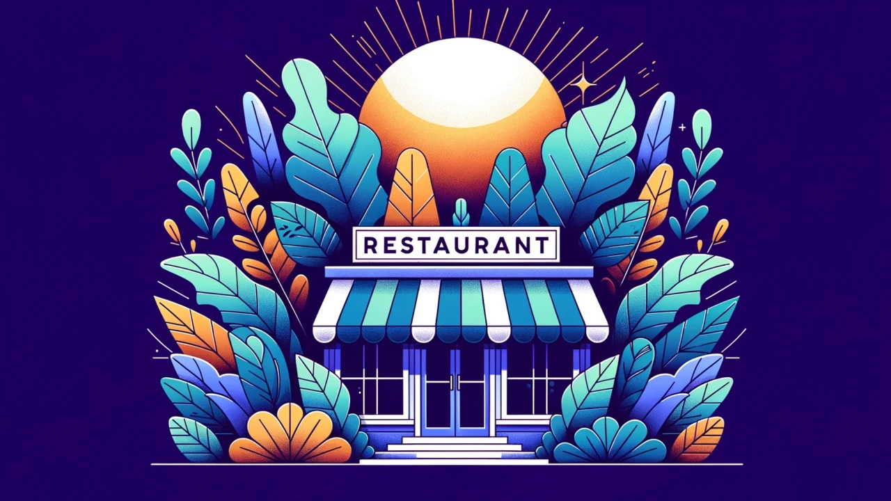 website builders for restaurants cover - restaurant illustration with colorful plants