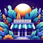 website builders for restaurants cover - restaurant illustration with colorful plants
