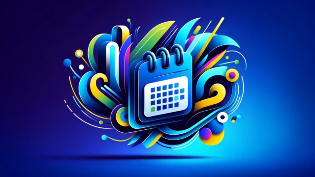 content calendar cover - calendar and swirls