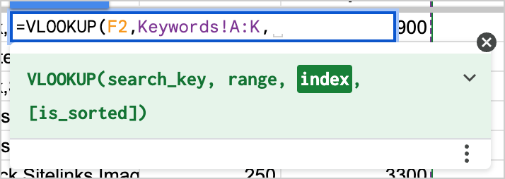 comma before index