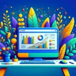 diy seo software cover - computer, graphs, and plants