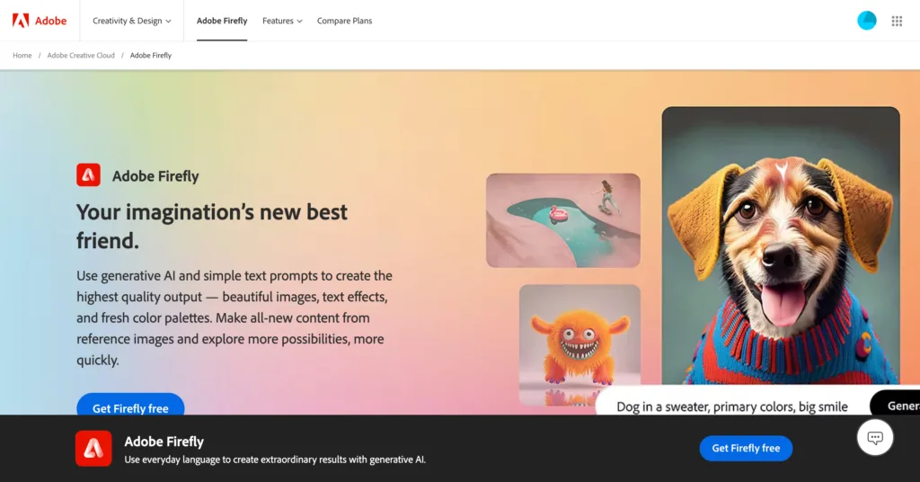 Adobe Firefly homepage