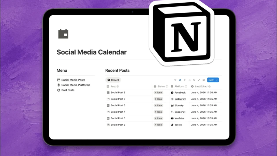 Social Media Calendar Notion Template