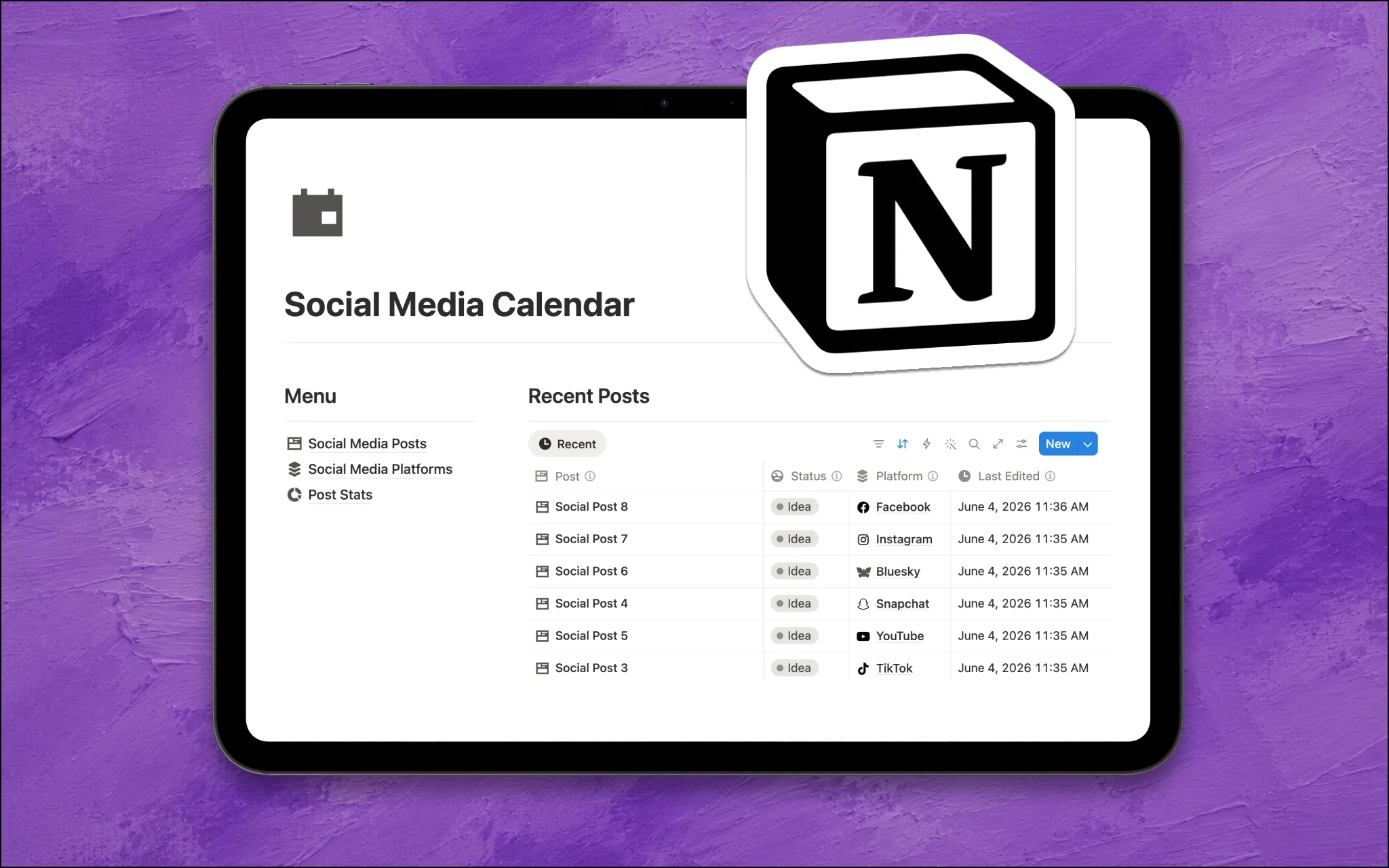 social media calendar notion template cover