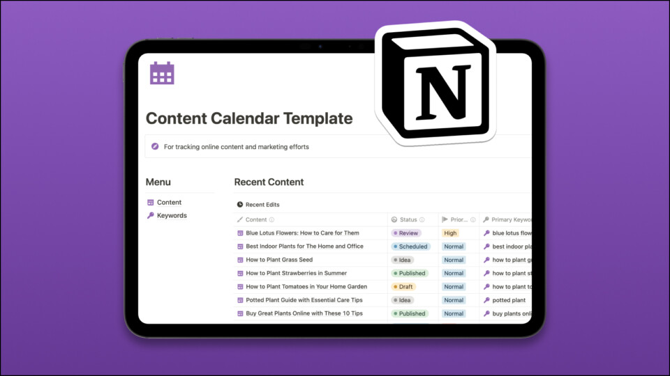 Content Calendar Notion Template