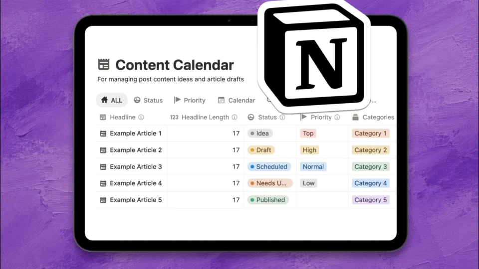 Content Calendar Notion Template