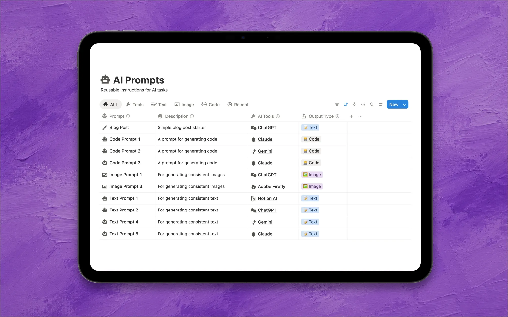 ai prompt library notion template - ai prompts