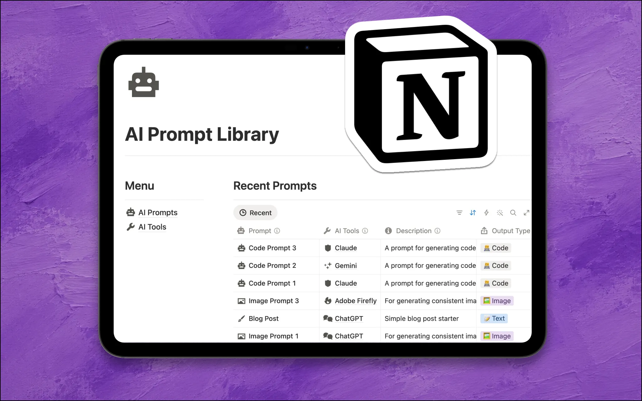 ai prompt library notion template cover