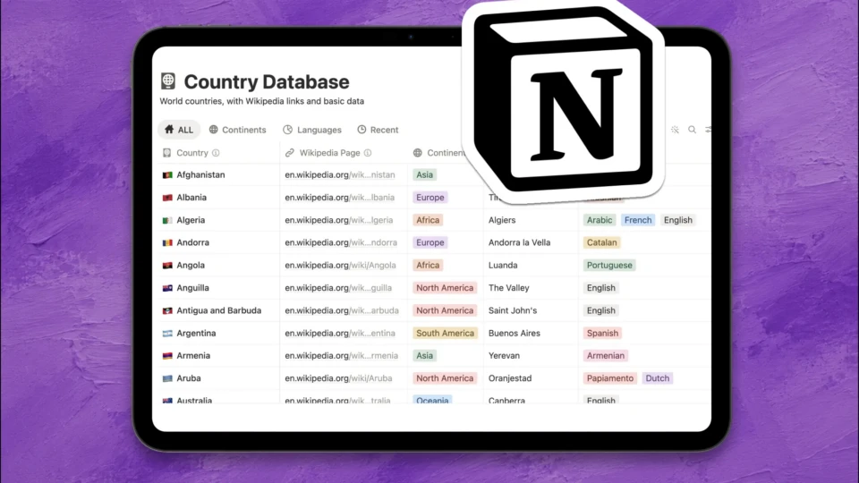 Country Database Notion Template