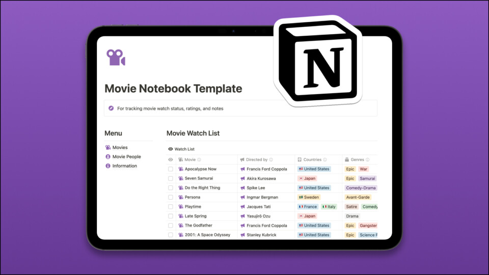 Movie Notebook Notion Template