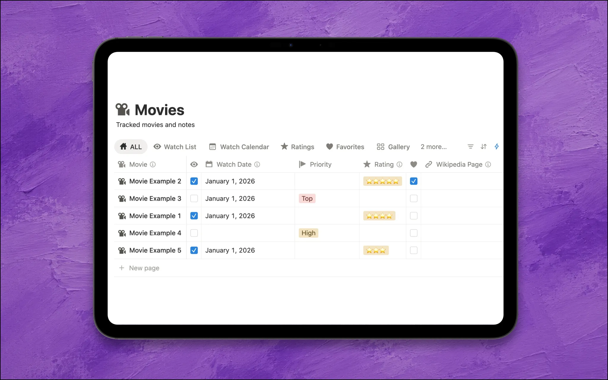 movie notebook notion template movies