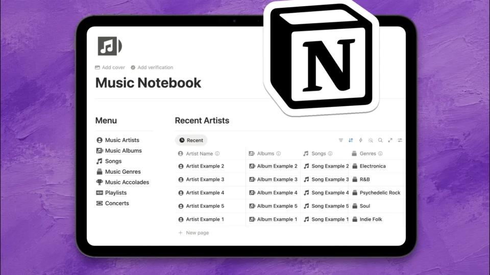 Music Notebook Notion Template