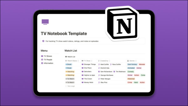 tv notebook notion template cover