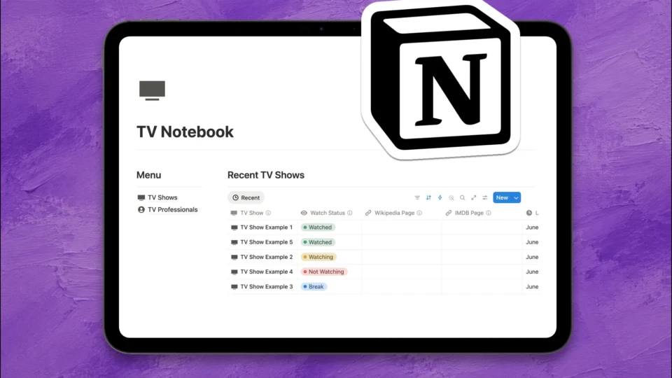 TV Show Tracker Notion Template