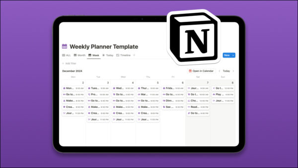 weekly planner notion template cover