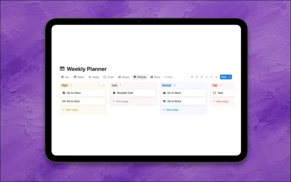 Templete Weekly Notion Weekly Planner Notion Template - TCB Studio