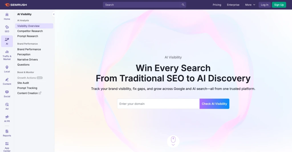 Semrush AI Visibility front page