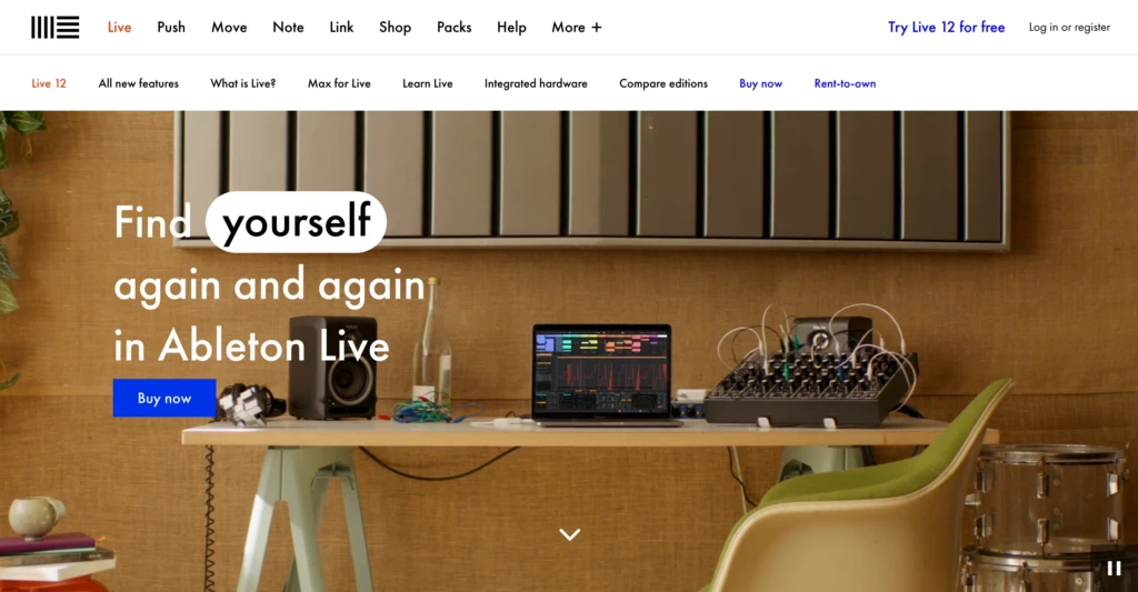 Ableton Live homepage