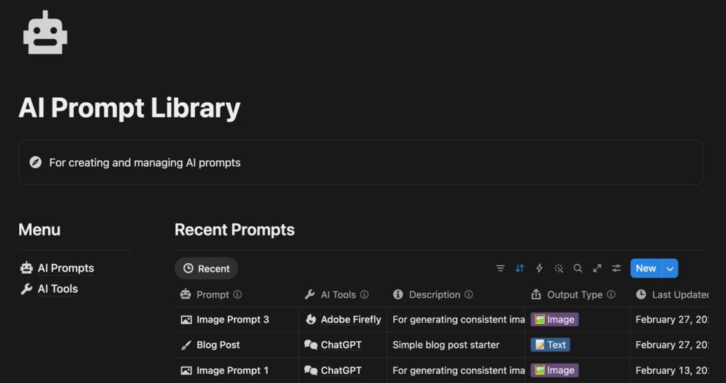 ai prompt library dashboard