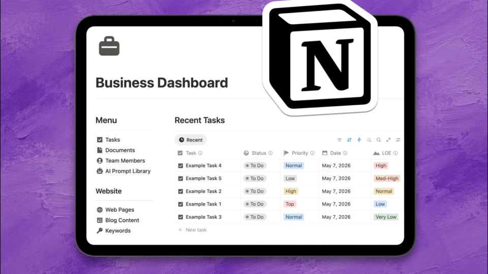 Business Dashboard Notion Template