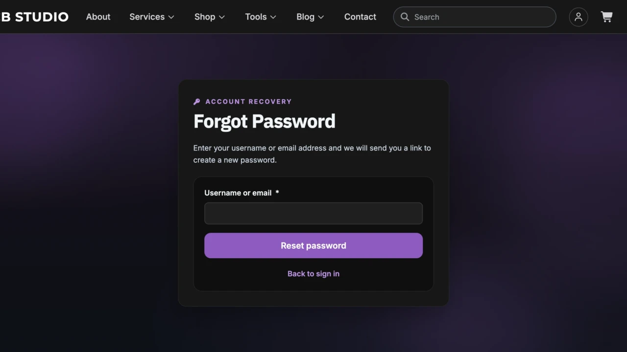 forgot password page