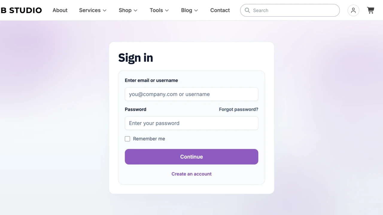 Sign in Page