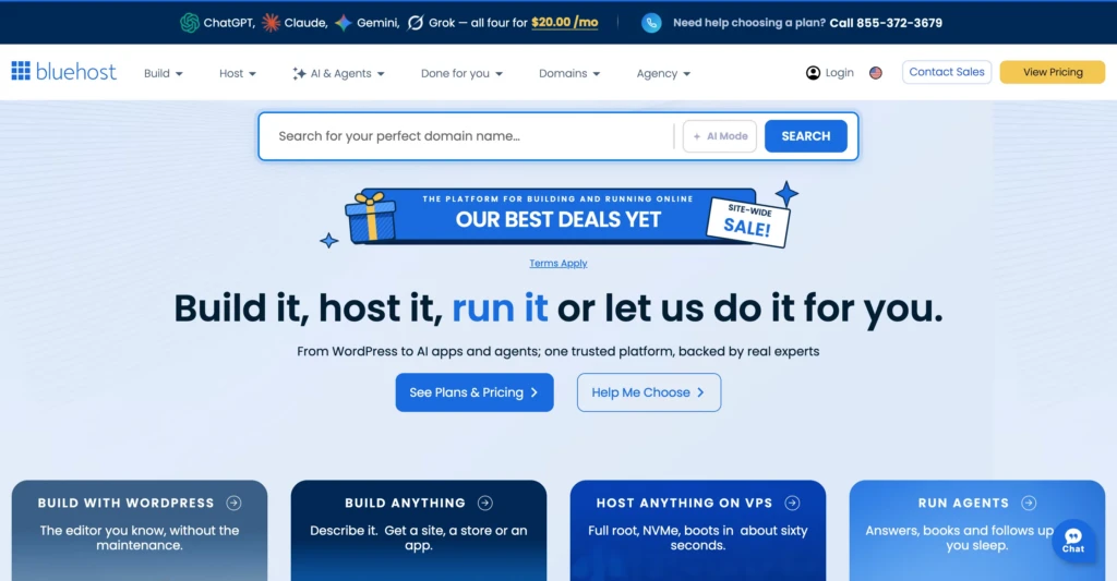 bluehost homepage screenshot