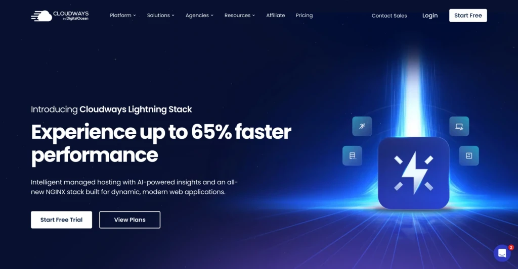 cloudways homepage screenshot