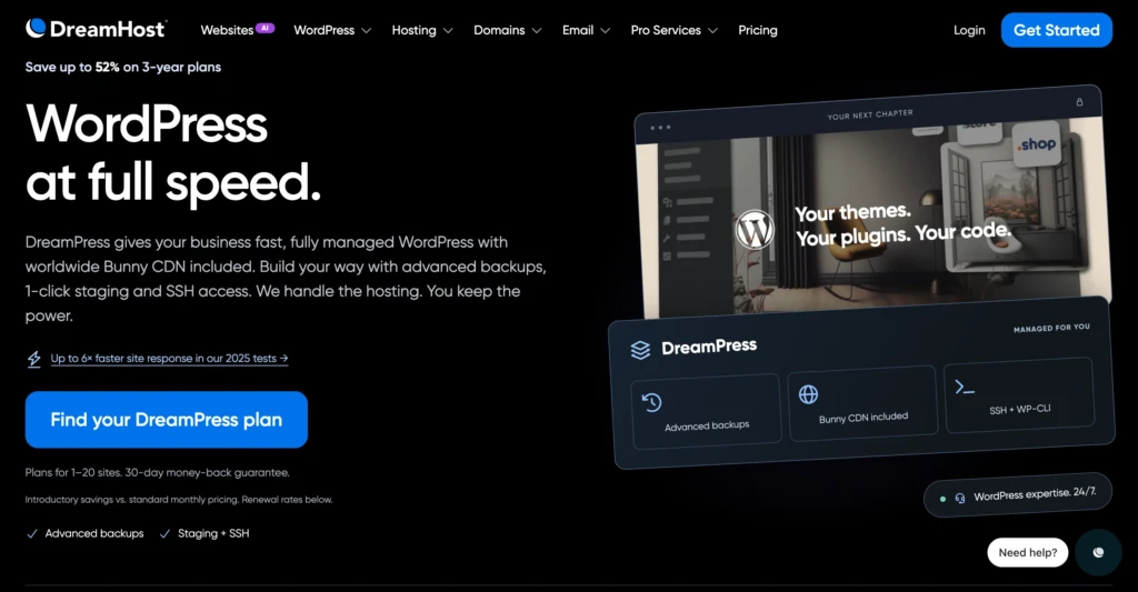 dreamhost homepage screenshot