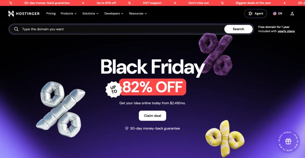 hostinger homepage screenshot