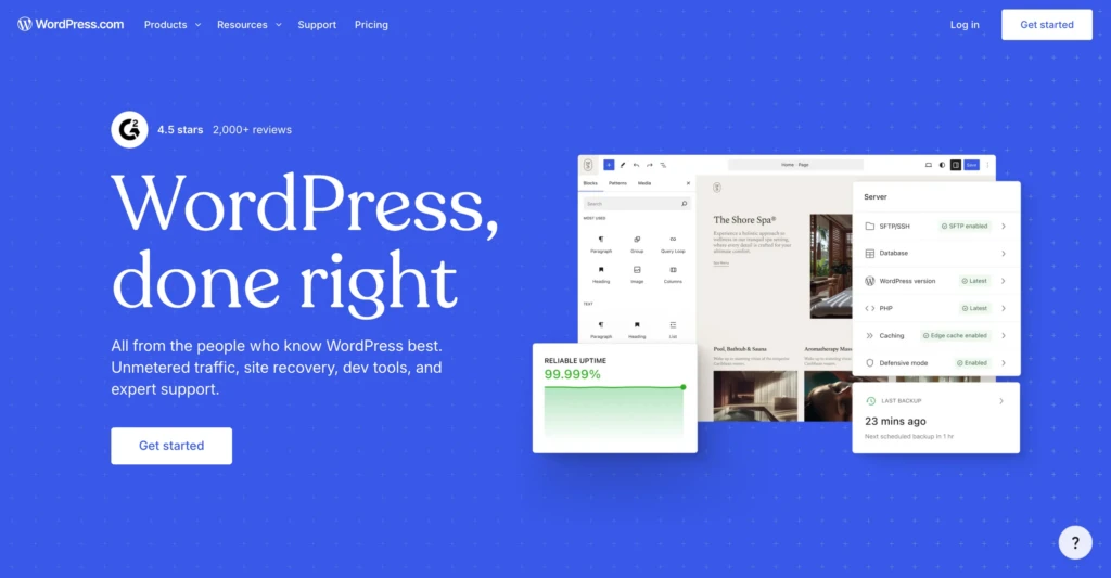 wordpressdotcom homepage screenshot